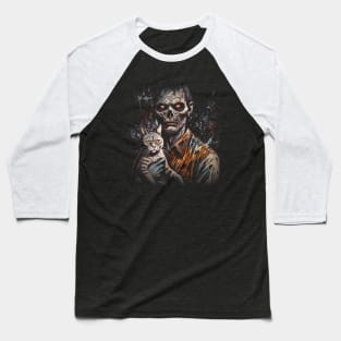 Cataclysm - Apocalyptic Companion - Zombie and Cat Artwork Baseball T-Shirt